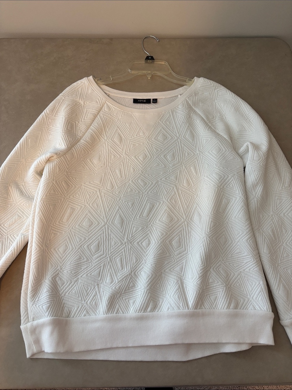 Apt. 9 Cream Geometric Textured Crewneck Sweater